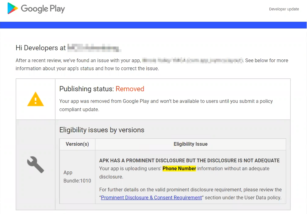 App Removed From Google Play With a Message: 